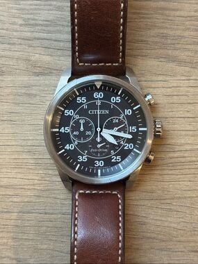 Citizen Brown Leather Strap Chronograph Men’s Watch